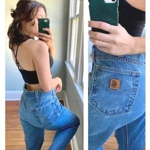Vintage Carhartt Y2K Straight Leg High Waist Cotton Denim Blue Jean 36 x 30